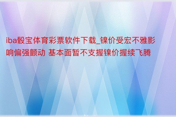 iba骰宝体育彩票软件下载_镍价受宏不雅影响偏强颤动 基本面暂不支握镍价握续飞腾