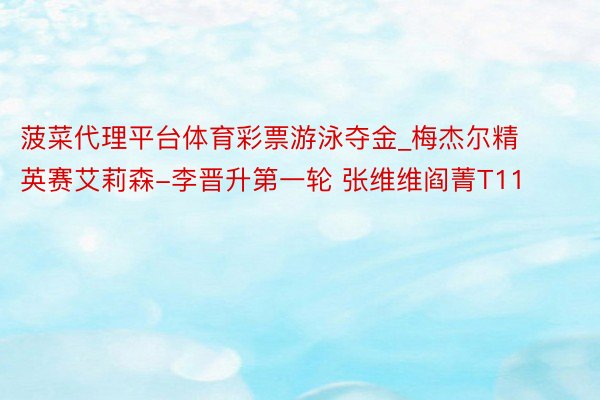 菠菜代理平台体育彩票游泳夺金_梅杰尔精英赛艾莉森-李晋升第一轮 张维维阎菁T11